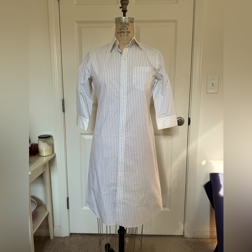 Ralph Lauren Blue fine pin stripe Button down shirt dress size small